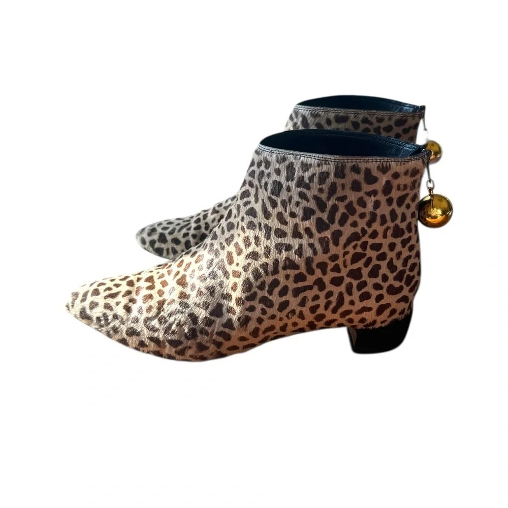 Walter Steiger Leopard Print Pony Hair Ankle Back Zipper with Ball Pull
